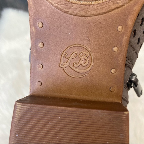 Lucky Brand Ankle Boots Basel Perforated US Size 8 Grey & Brown Heeled Booties - Picture 10 of 11